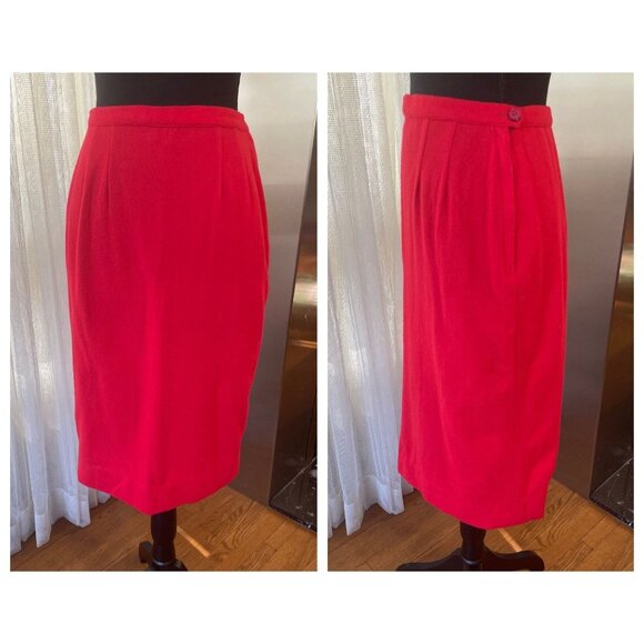 Vintage 50s skirt, 100% wool red pencil skirt, Koret of California, XSmall - Picture 2 of 7